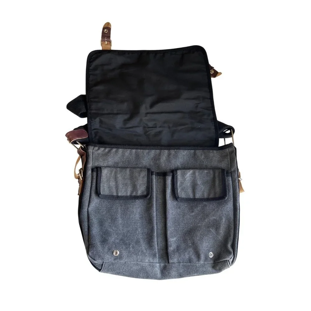 Universal Studios Canvas Messenger Bag With Adjustable Strap & Leather Accents